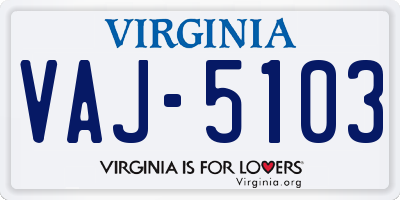 VA license plate VAJ5103