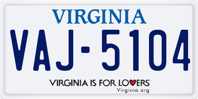 VA license plate VAJ5104