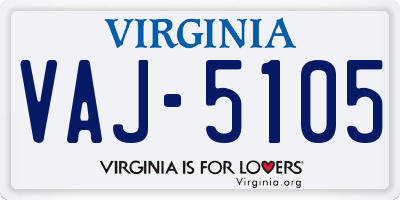 VA license plate VAJ5105