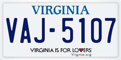VA license plate VAJ5107