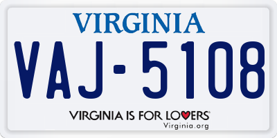 VA license plate VAJ5108