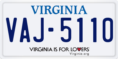 VA license plate VAJ5110