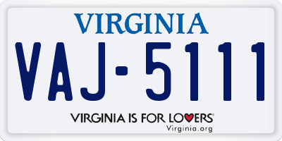 VA license plate VAJ5111