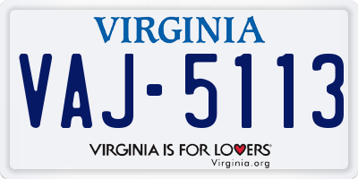 VA license plate VAJ5113