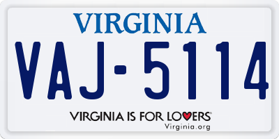 VA license plate VAJ5114