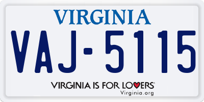 VA license plate VAJ5115