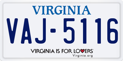 VA license plate VAJ5116