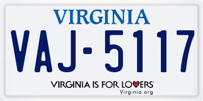 VA license plate VAJ5117