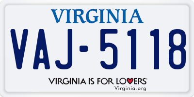 VA license plate VAJ5118