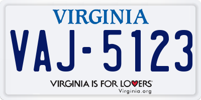 VA license plate VAJ5123