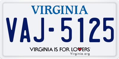 VA license plate VAJ5125