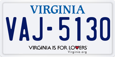 VA license plate VAJ5130