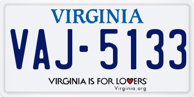 VA license plate VAJ5133