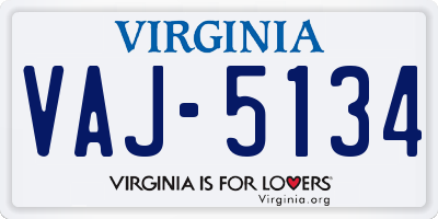 VA license plate VAJ5134