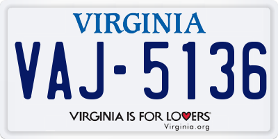 VA license plate VAJ5136
