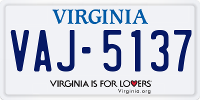VA license plate VAJ5137