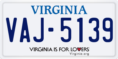 VA license plate VAJ5139