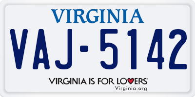 VA license plate VAJ5142