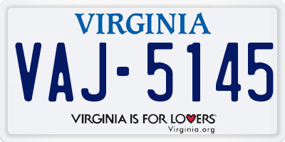 VA license plate VAJ5145