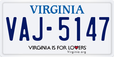 VA license plate VAJ5147