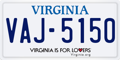 VA license plate VAJ5150