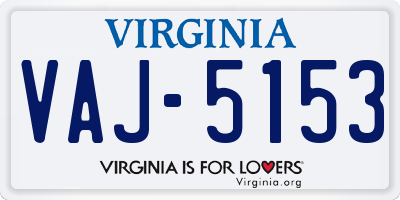 VA license plate VAJ5153