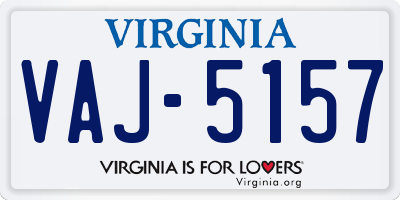 VA license plate VAJ5157