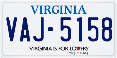 VA license plate VAJ5158