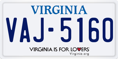 VA license plate VAJ5160