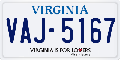 VA license plate VAJ5167