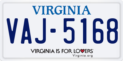 VA license plate VAJ5168