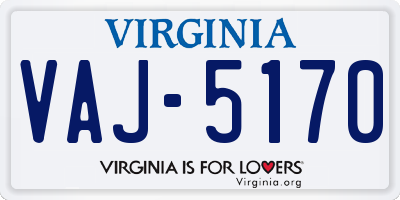 VA license plate VAJ5170