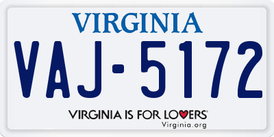 VA license plate VAJ5172