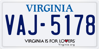 VA license plate VAJ5178