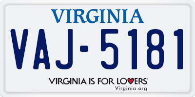 VA license plate VAJ5181