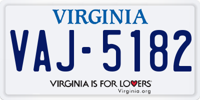 VA license plate VAJ5182