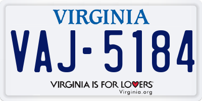VA license plate VAJ5184