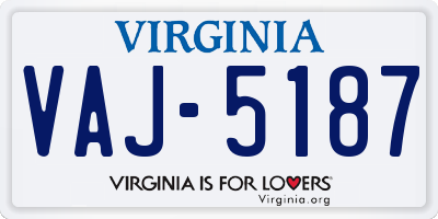 VA license plate VAJ5187