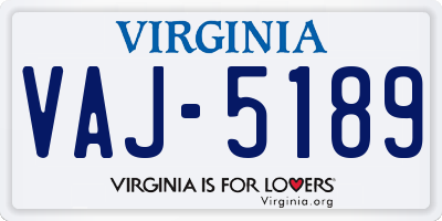 VA license plate VAJ5189