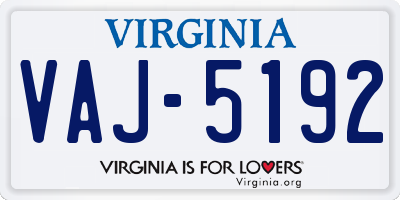 VA license plate VAJ5192