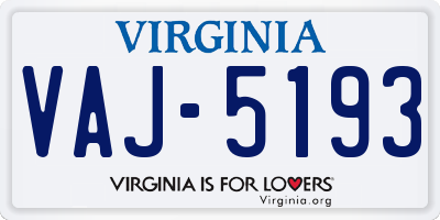 VA license plate VAJ5193