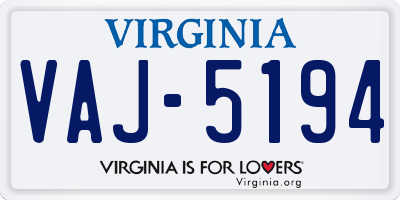 VA license plate VAJ5194