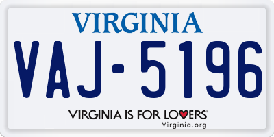 VA license plate VAJ5196