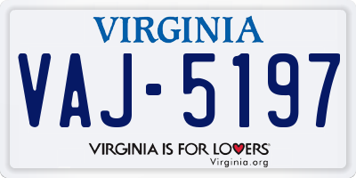 VA license plate VAJ5197