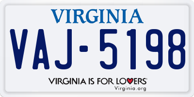 VA license plate VAJ5198
