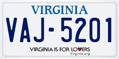 VA license plate VAJ5201