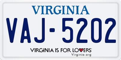 VA license plate VAJ5202