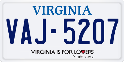VA license plate VAJ5207