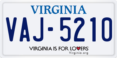VA license plate VAJ5210