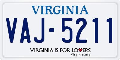 VA license plate VAJ5211